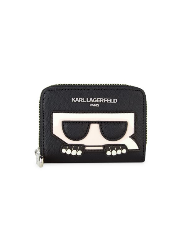 Karl Lagerfeld Paris Logo Faux Leather Card Wallet